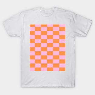 Pink and Orange Y2K Checkboard T-Shirt